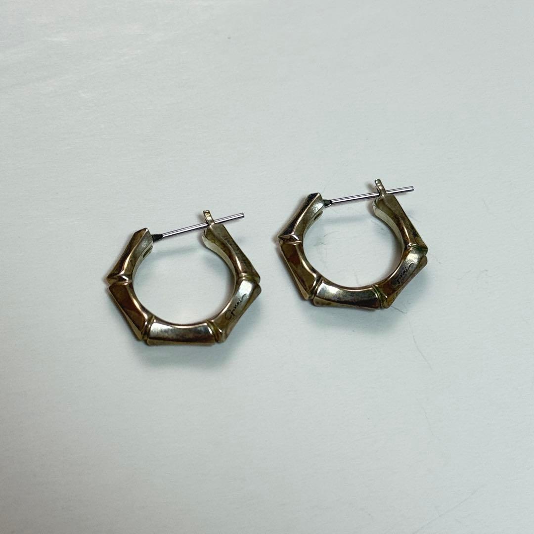 ガルニ　garni シルバー 八角形　フープ　ピアス ロゴ　ボーン　骨　925