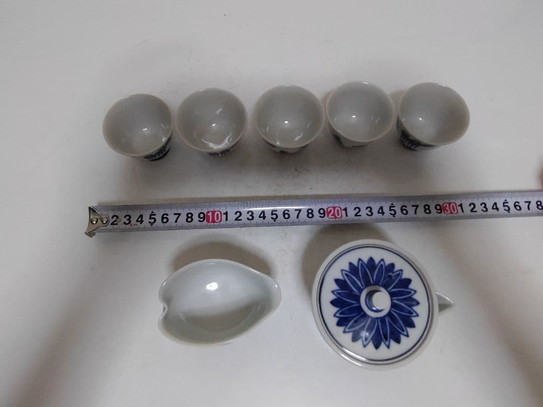 高野昭阿弥 青華唐子人物図 煎茶器 宝瓶 湯冷 煎茶碗五客 煎茶道具 共箱