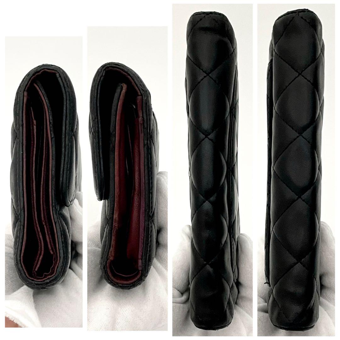 シャネル マトラッセ ココマーク 長財布 ラムスキン ブラック レディース