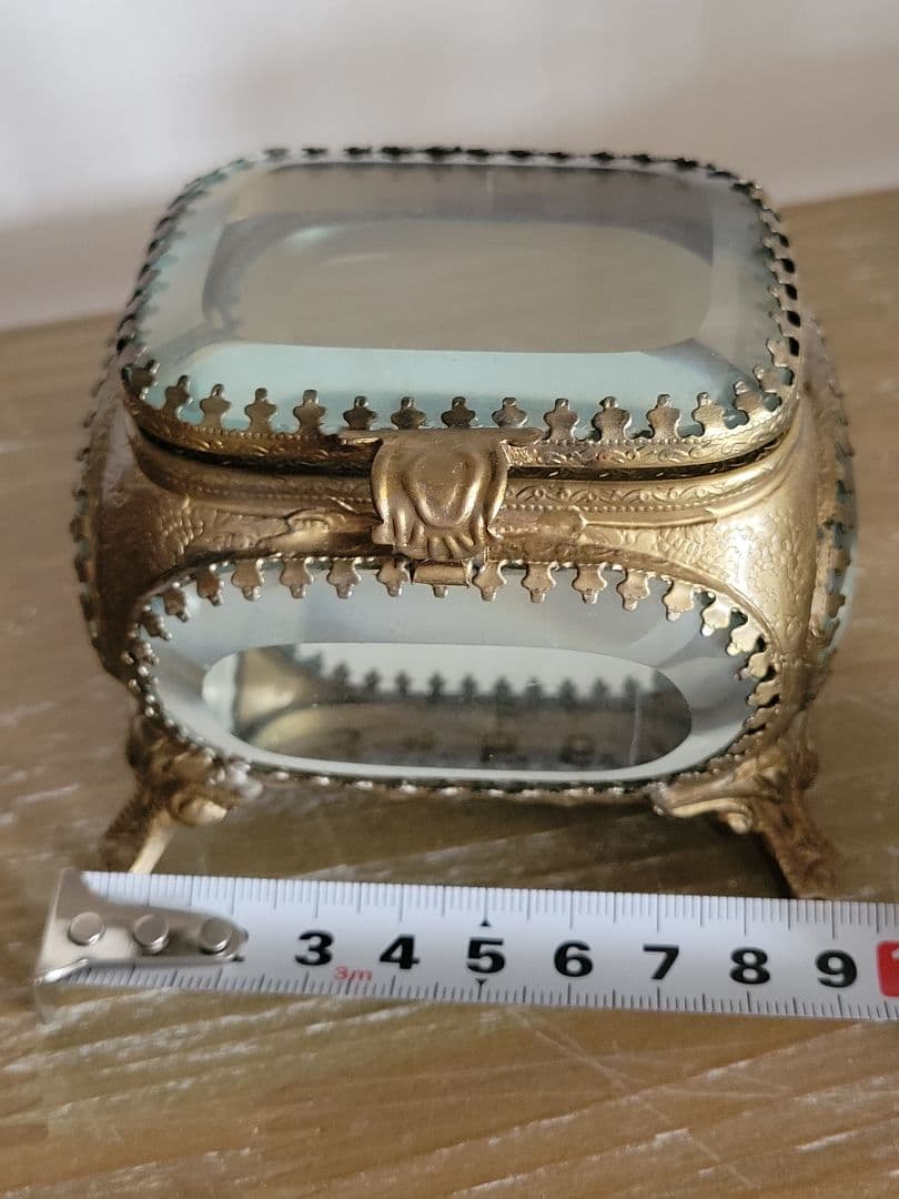 【再販】フランスアンティーク　ジュエリーボックス　装飾　ガラス小物入れ