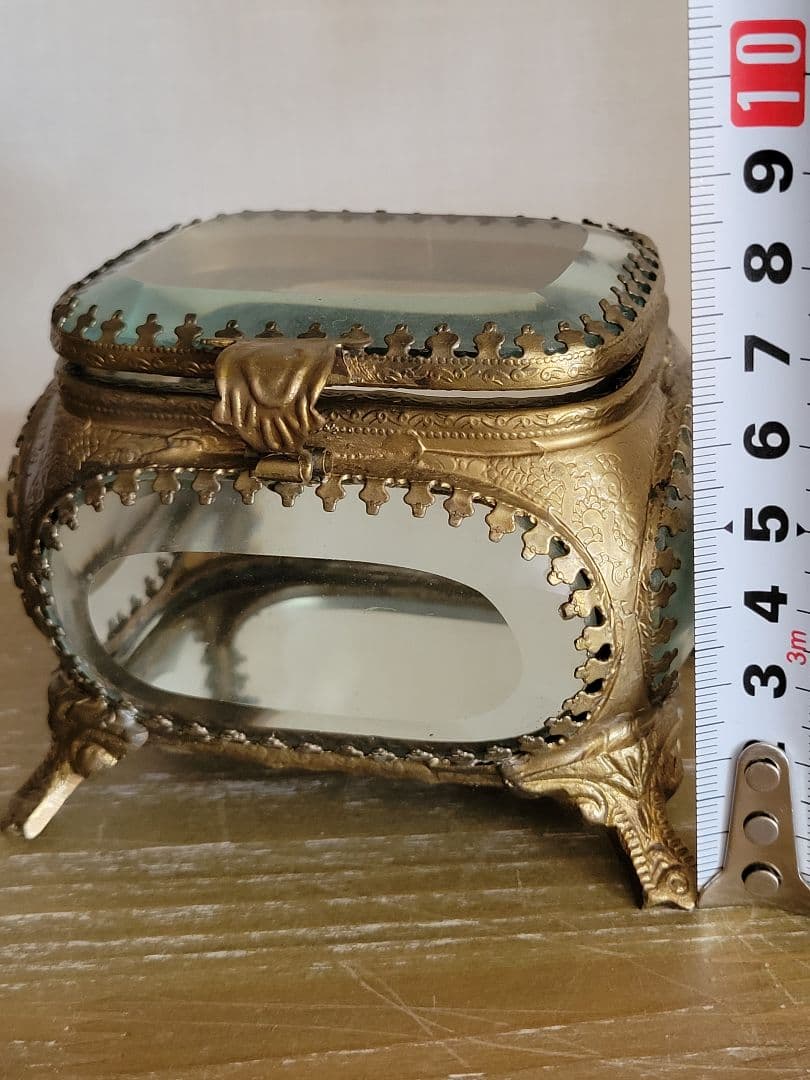 【再販】フランスアンティーク　ジュエリーボックス　装飾　ガラス小物入れ