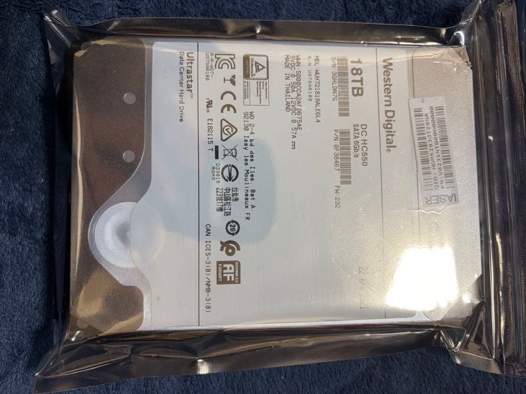 Western Digital DC HC550 18TB 内蔵型ハードディスク