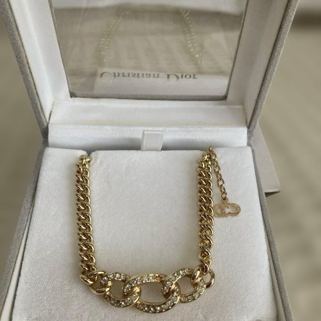 Christian Diorネックレス ★ラインストーン★未使用箱入り、刻印あり