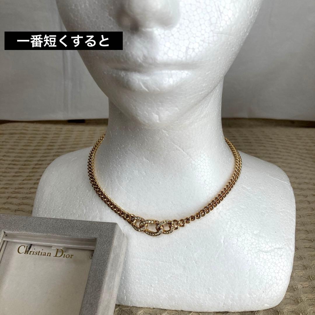 Christian Diorネックレス ★ラインストーン★未使用箱入り、刻印あり