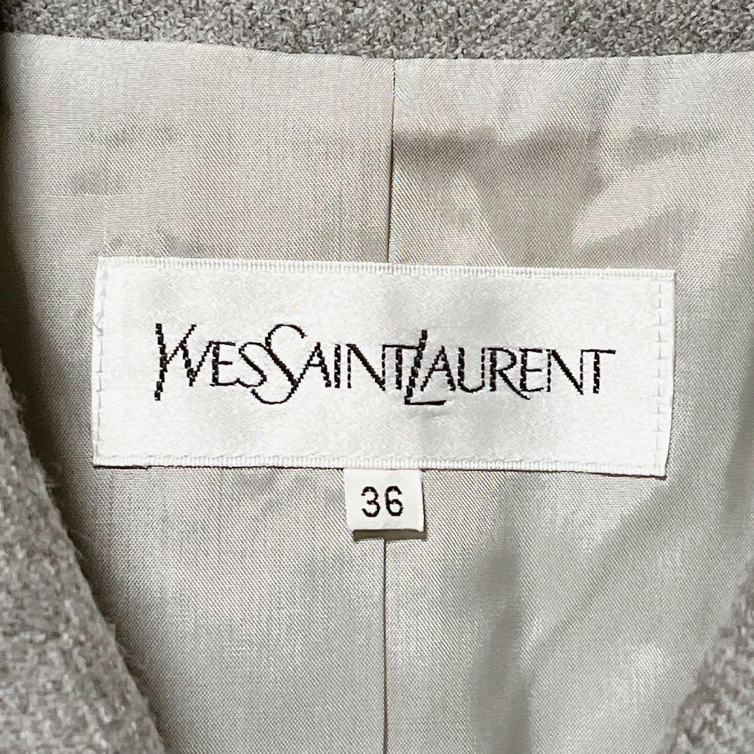 イヴサンローラン ウールジャケット 36 グレー 金ボタン フランス製