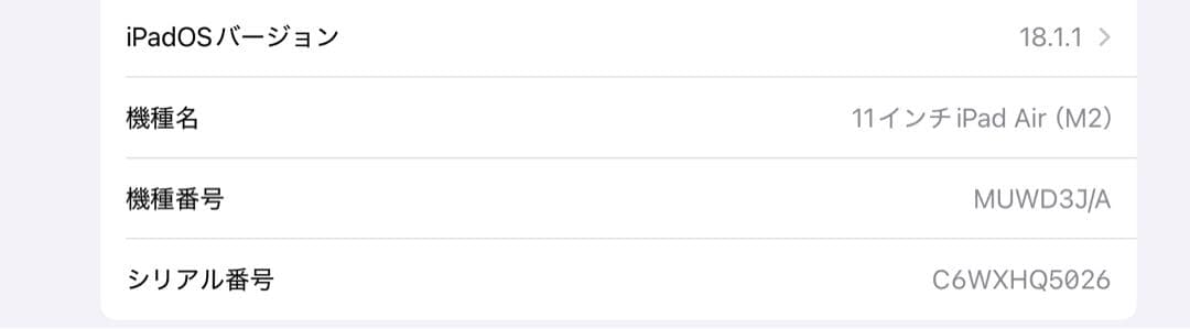 11インチiPad Air （M2）　ブルー　128GB