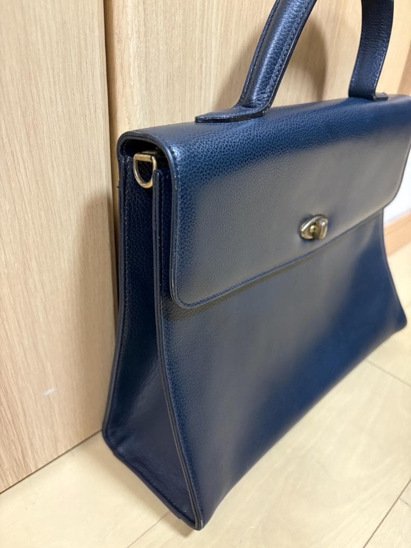 Coach ネイビー レザー ハンドバッグ DSE-4414 ZB0048