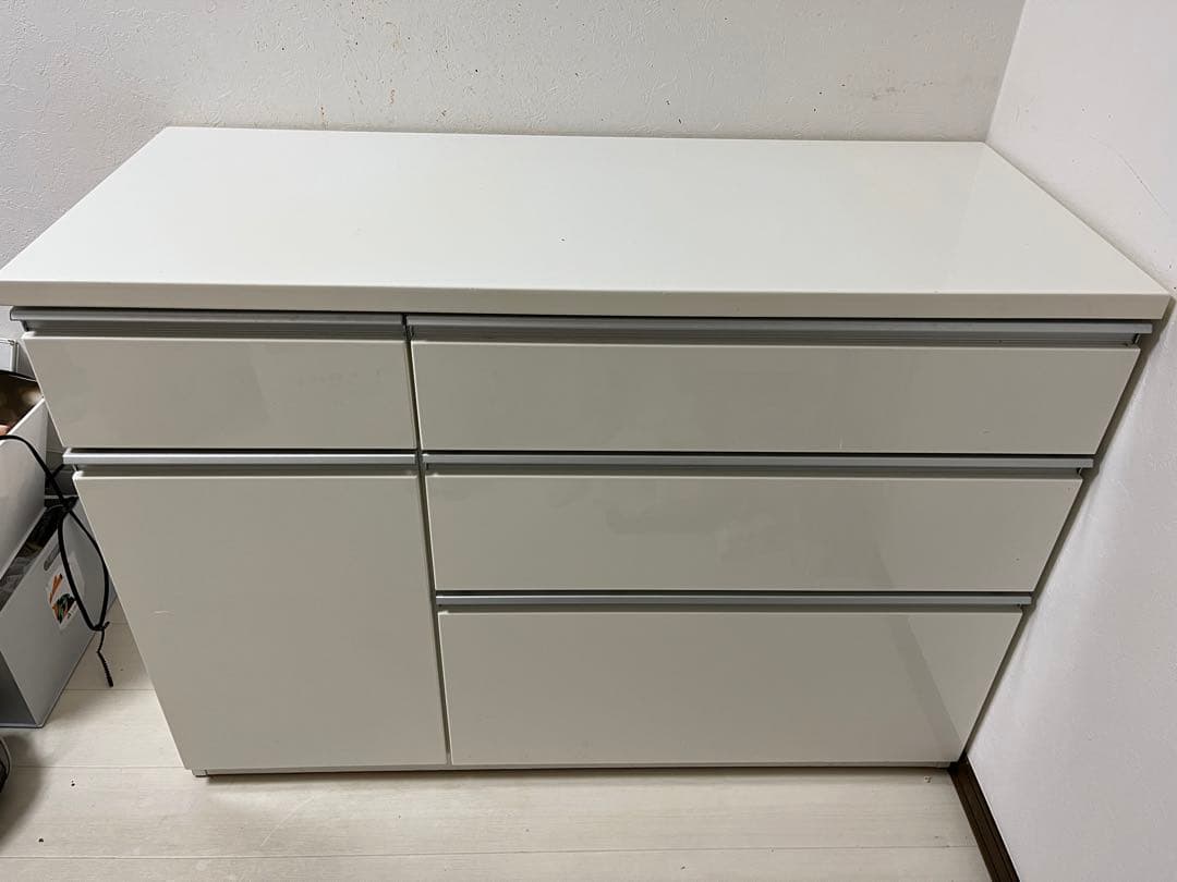 食器棚 ニトリ　キッチンカウンター(キュリー2 120CT WH)