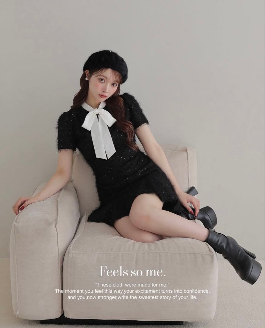 フェザースパンコールミニワンピース　mmeeme エムミーエメ