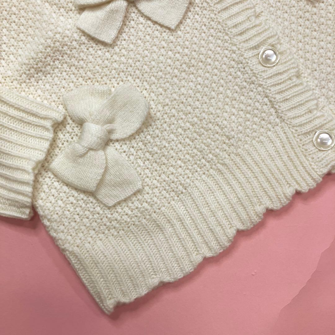 【新品未使用】ピンクハウス アイボリー リボン使い ニットカーディガン/2023