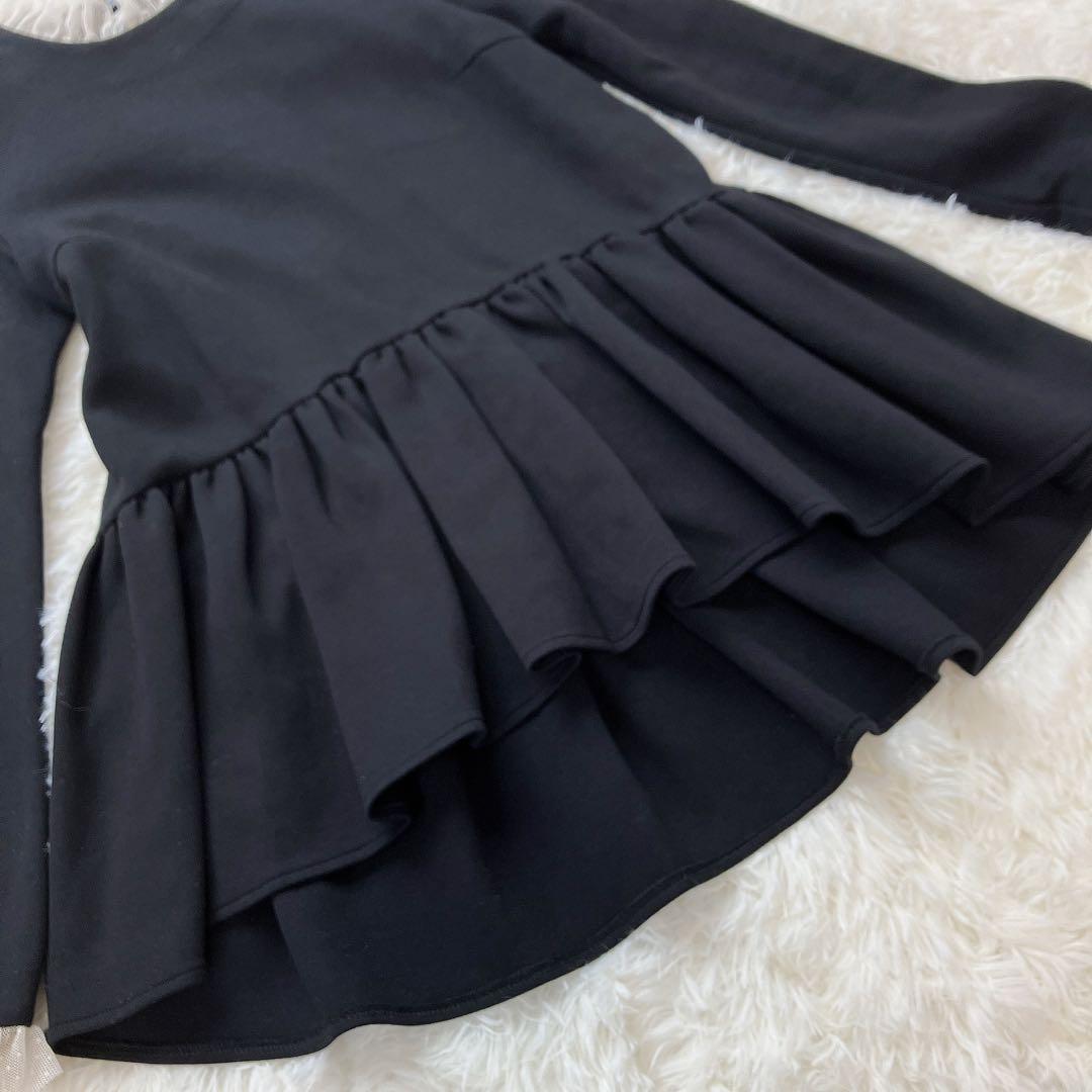 人気　ツルバイマリコオイカワ レース襟　ペプラムトップス　ブラック