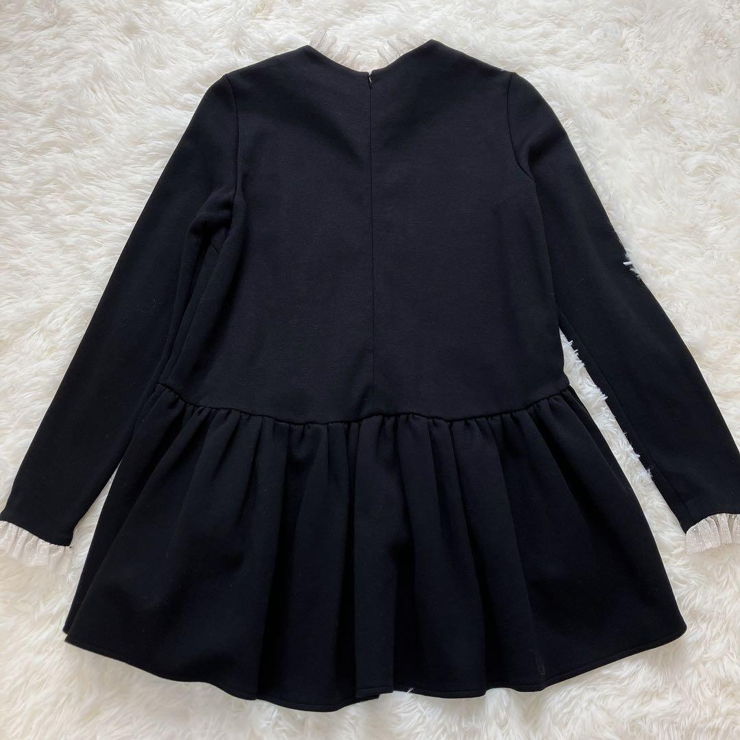 人気　ツルバイマリコオイカワ レース襟　ペプラムトップス　ブラック