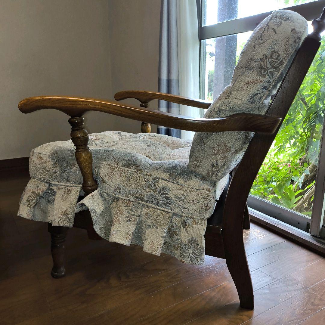 2脚 飛騨産業 クラシック 花柄 アームチェア 1人掛け 無垢材