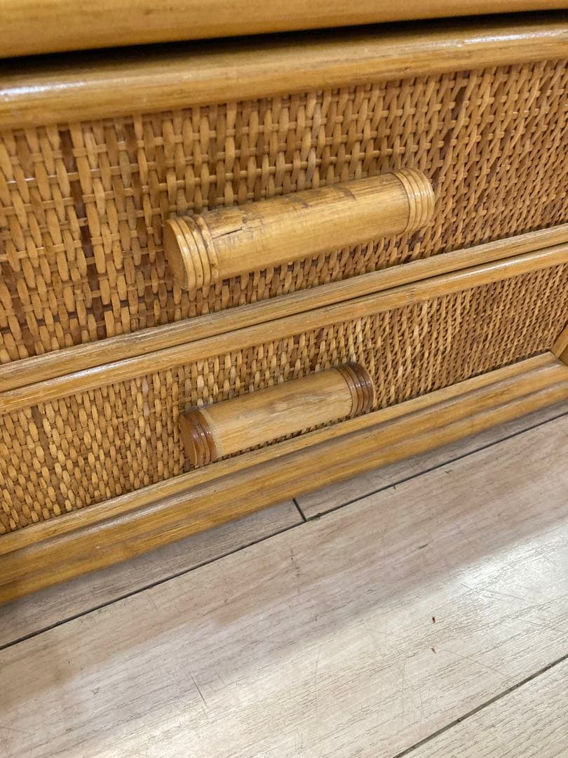 ラタン 製　籐　サイドボードチェスト ヴィンテージ 古道具　名古屋市内引き取り可