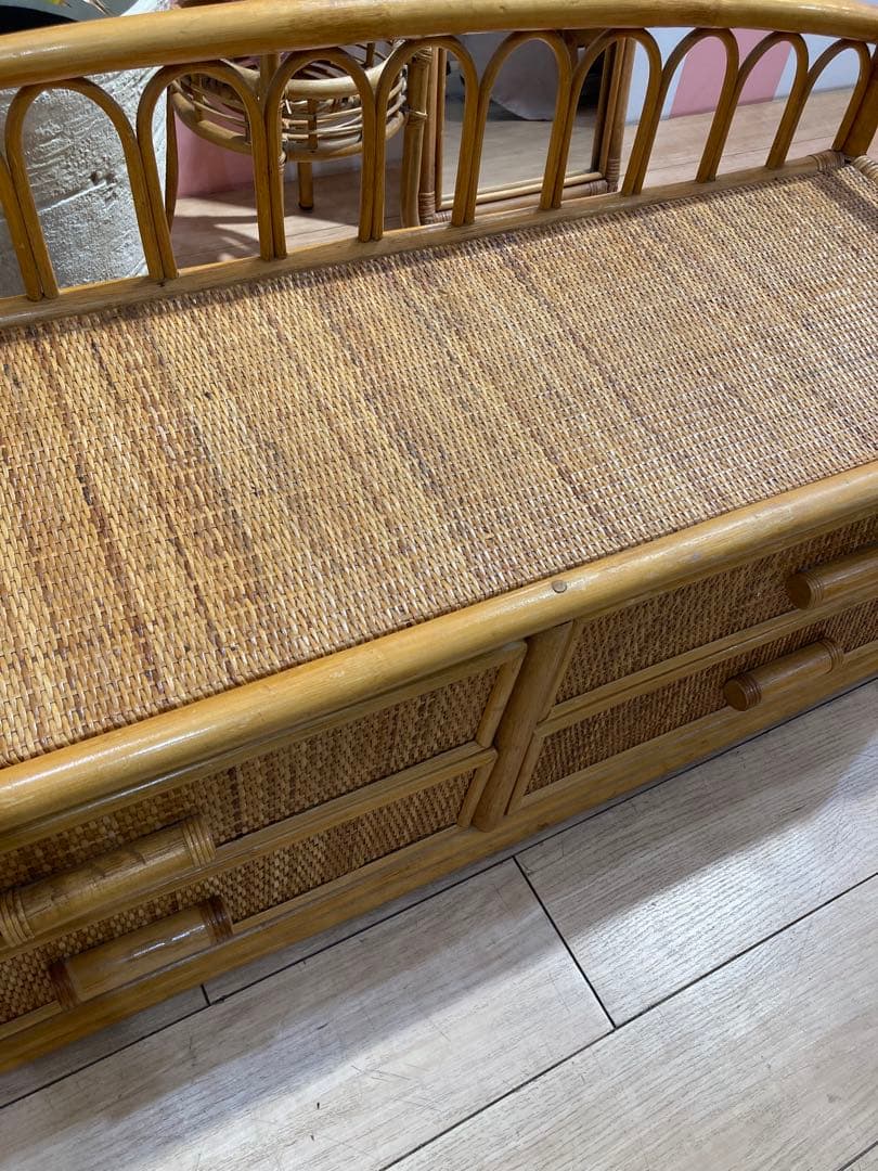 ラタン 製　籐　サイドボードチェスト ヴィンテージ 古道具　名古屋市内引き取り可