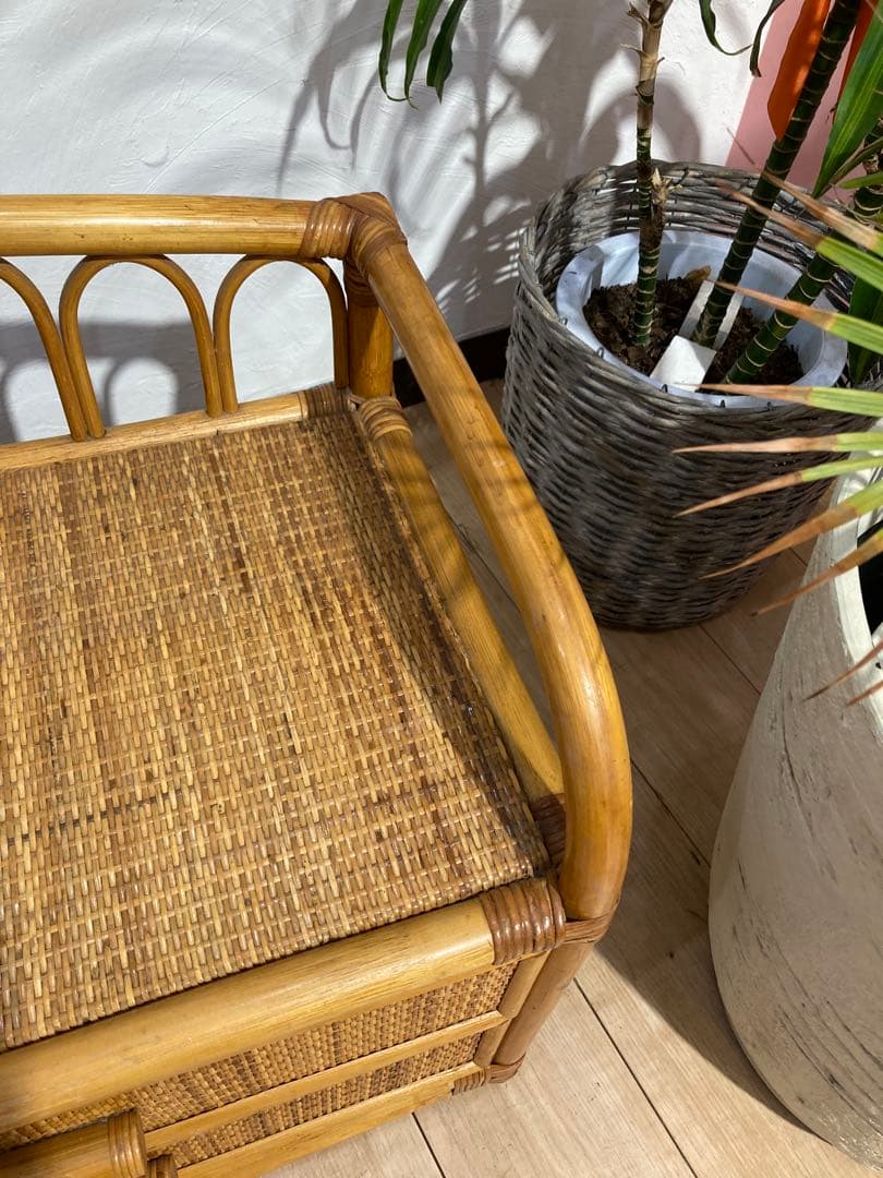 ラタン 製　籐　サイドボードチェスト ヴィンテージ 古道具　名古屋市内引き取り可