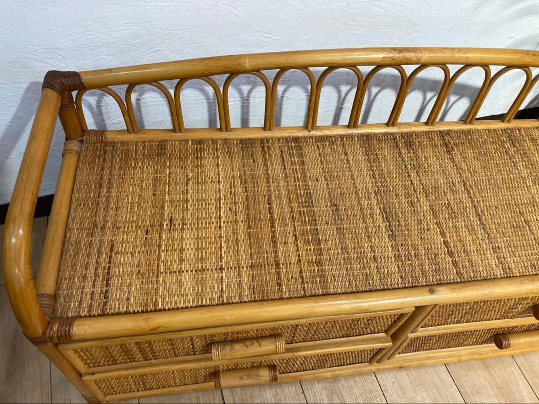 ラタン 製　籐　サイドボードチェスト ヴィンテージ 古道具　名古屋市内引き取り可