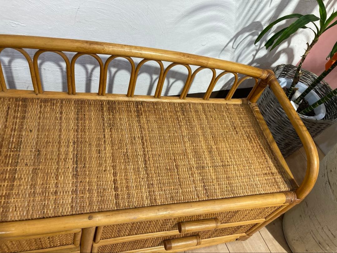 ラタン 製　籐　サイドボードチェスト ヴィンテージ 古道具　名古屋市内引き取り可