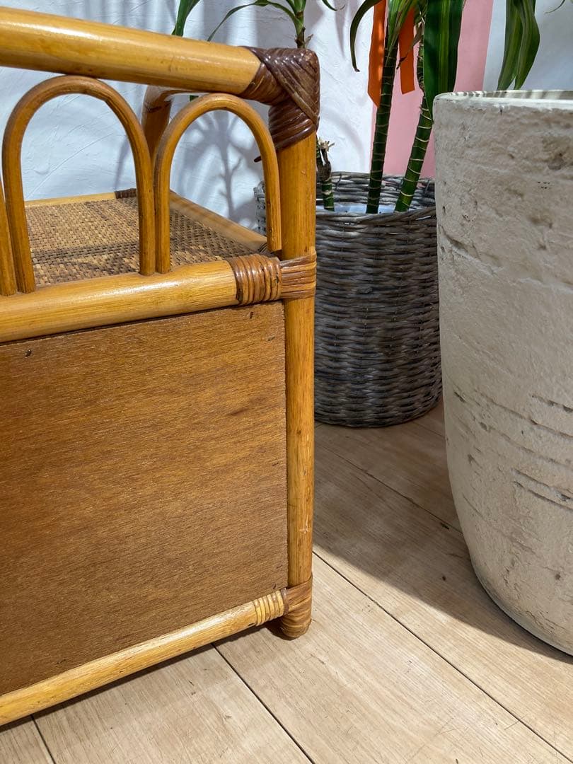 ラタン 製　籐　サイドボードチェスト ヴィンテージ 古道具　名古屋市内引き取り可