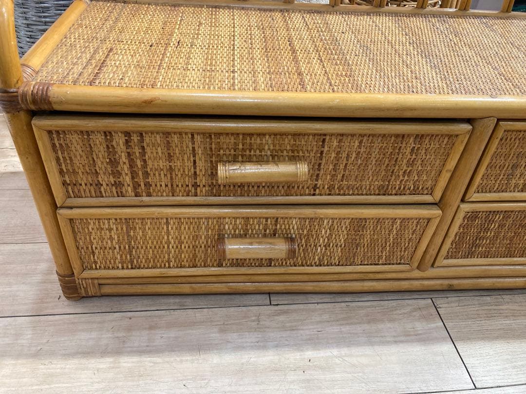 ラタン 製　籐　サイドボードチェスト ヴィンテージ 古道具　名古屋市内引き取り可