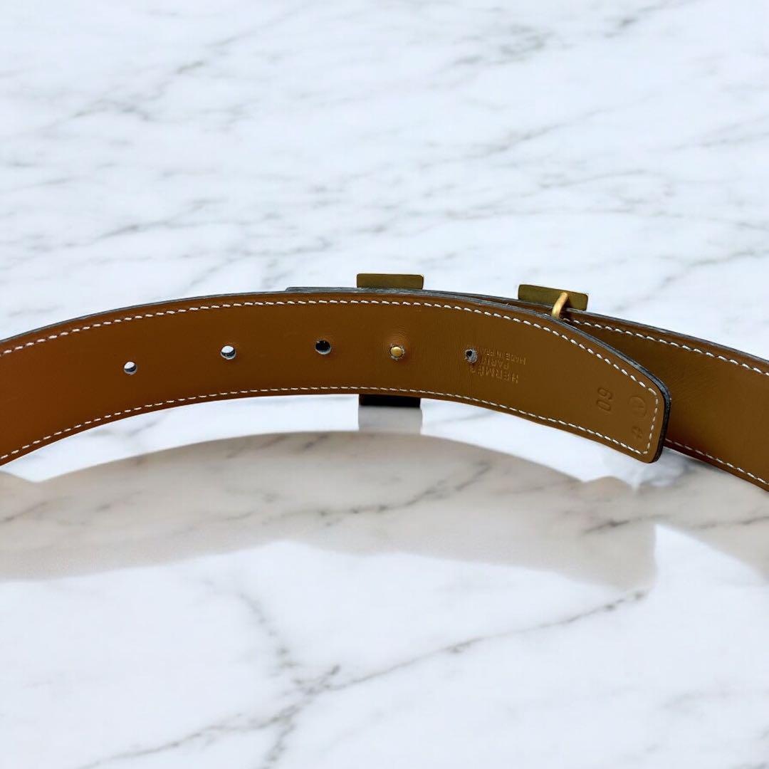 エルメス　ボックスカーフ　コンスタンス　Hベルト　60 HERMES ゴールド