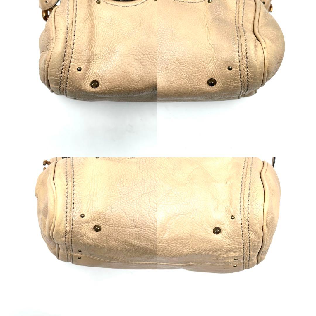 《美品》Chloe パディントン レザー ハンドバッグ 南京錠 鍵付 ベージュ