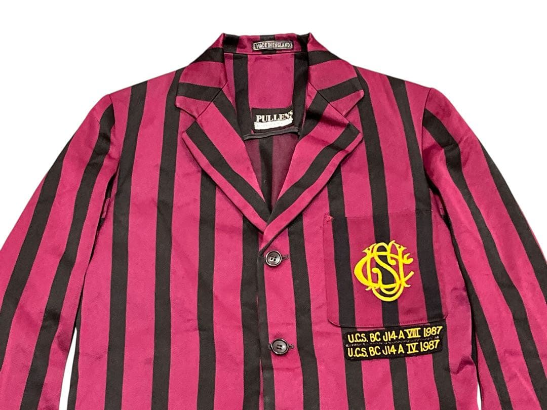 t*t様 売り切り　英国製 スクールジャケット 赤　黒 ストライプ ヴィンテージ