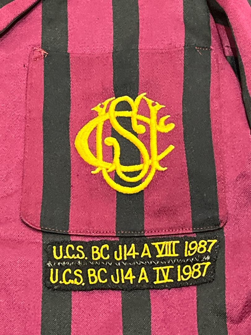 t*t様 売り切り　英国製 スクールジャケット 赤　黒 ストライプ ヴィンテージ