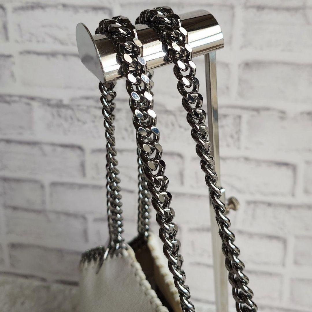 ステラマッカートニー ミディアムトート ラフィア チェーン 白 かごバッグ 革