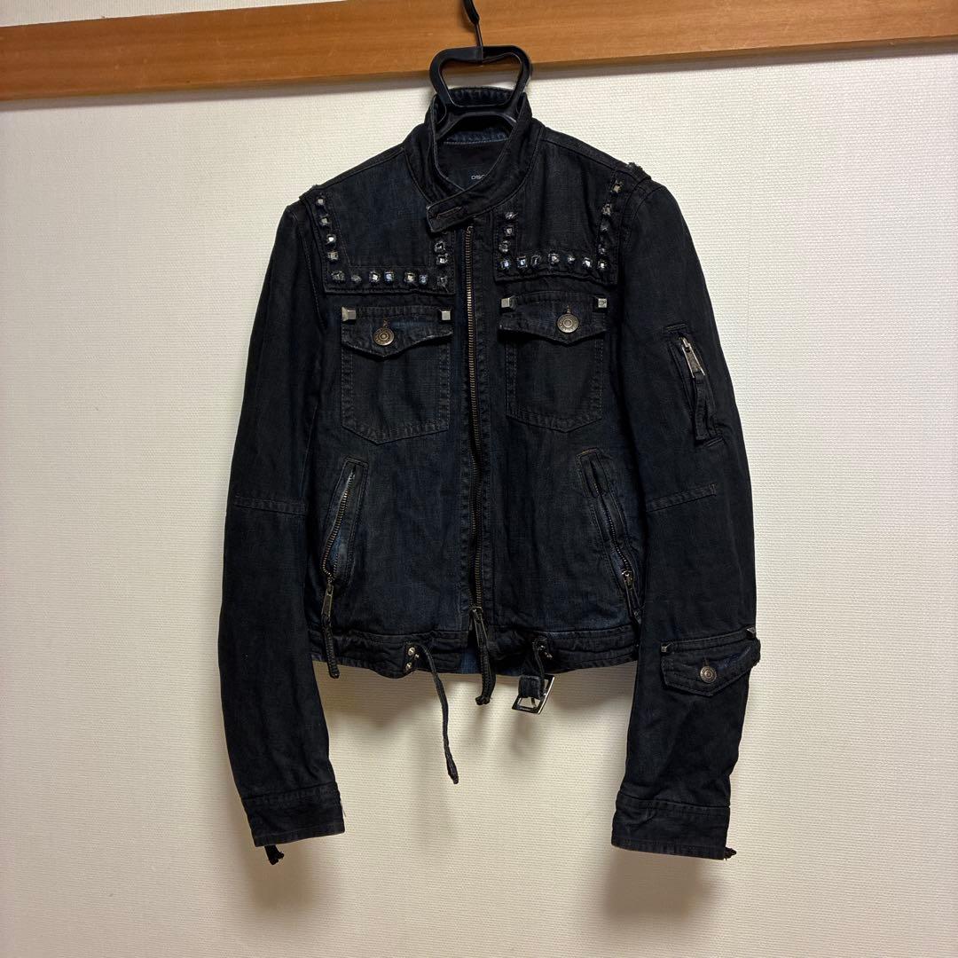 DSQUARED2 スタッズ付きブラックデニムジャケット