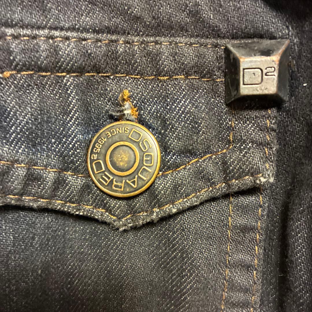 DSQUARED2 スタッズ付きブラックデニムジャケット