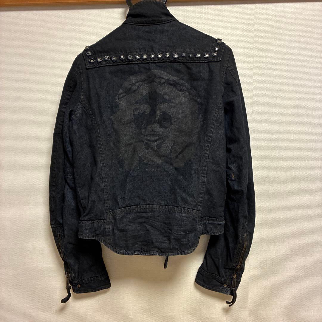DSQUARED2 スタッズ付きブラックデニムジャケット