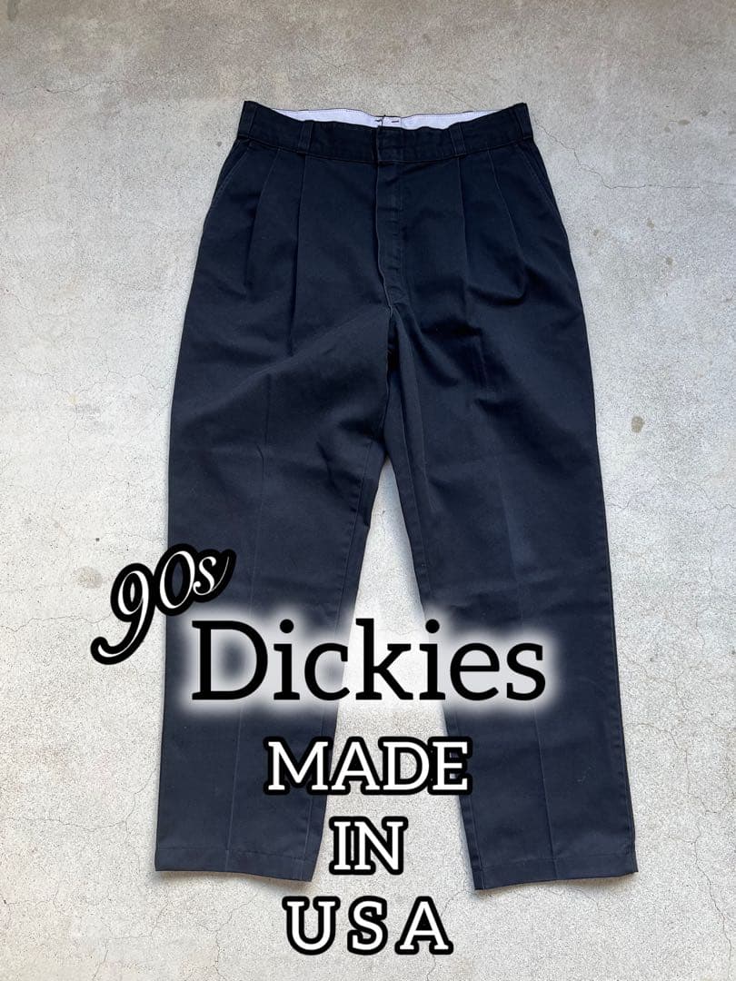 【USA製】90s Dickies ブラック ツータック