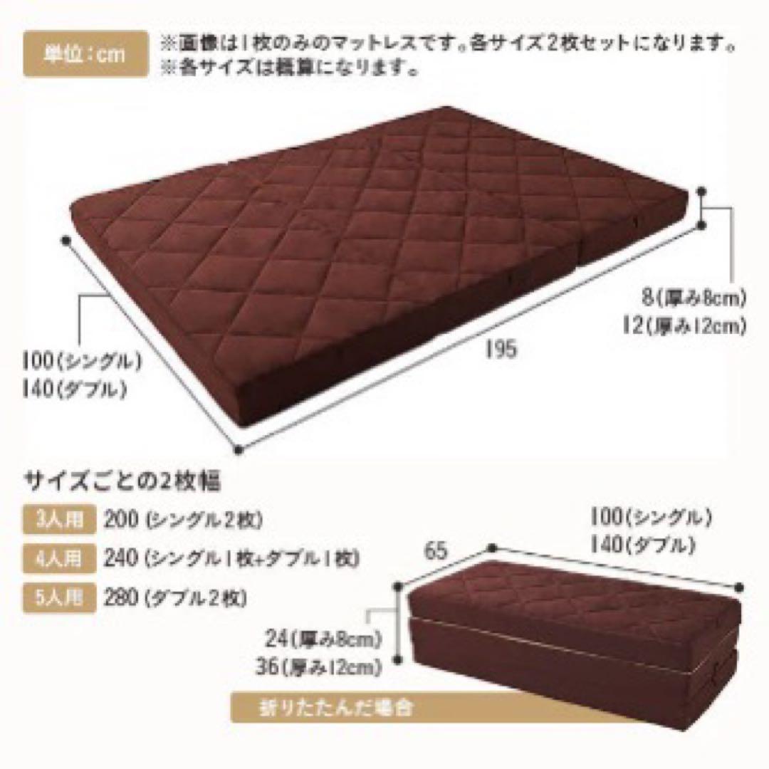 rasik ファミリータイプマットレス 3つ折り ワイドキング 12cm厚