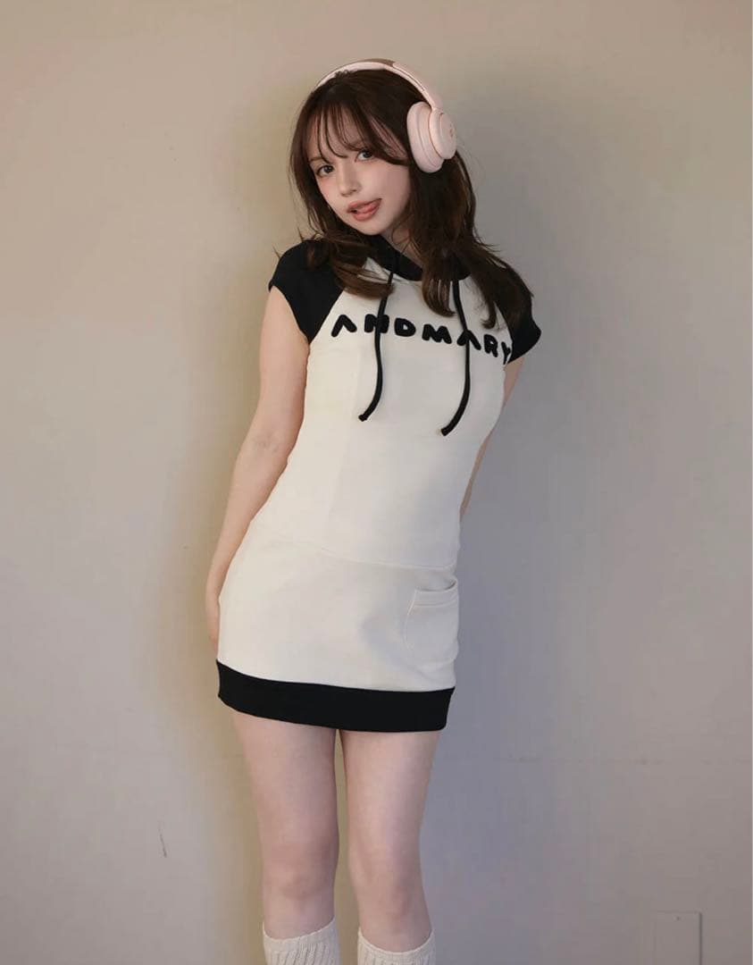 ワンピース andmary Mary logo mini dress black