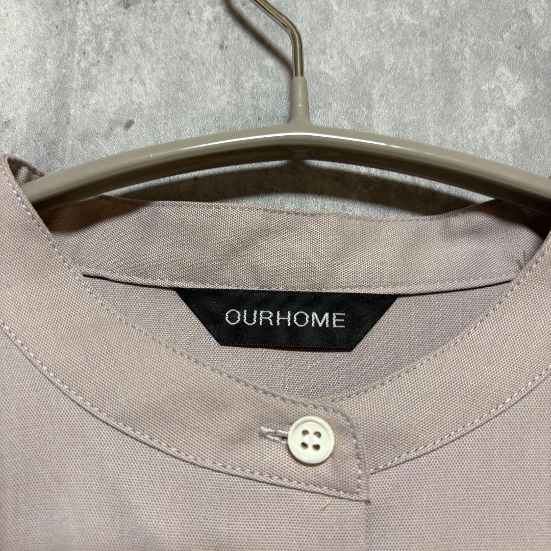 美品/完売　OUR シワになりにくい胸元切り替えロングシャツ