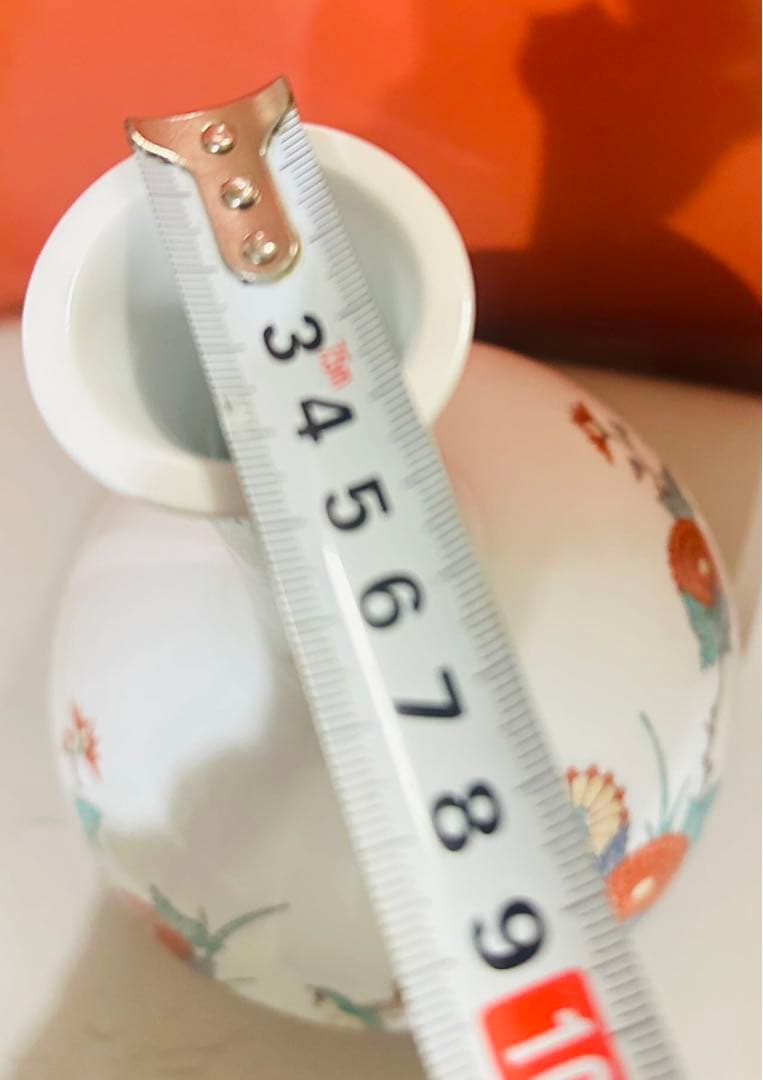 希少品国宝十三代酒井田柿右衛門錦 鳥文花瓶 高さ約2 7Cm口部直径约4.5Cm