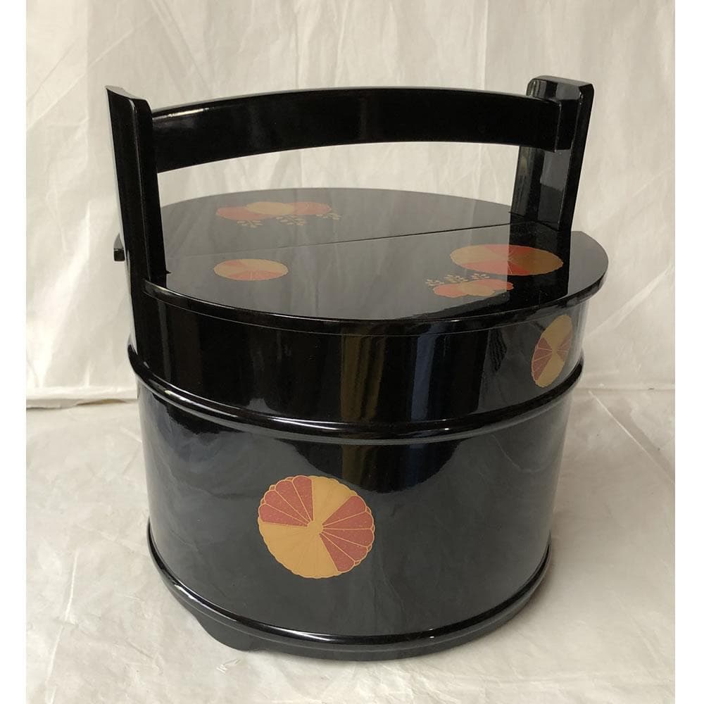 F1035 高台寺蒔絵 手桶水指 蒔絵師 春斎 共箱 木製 水指 茶道具