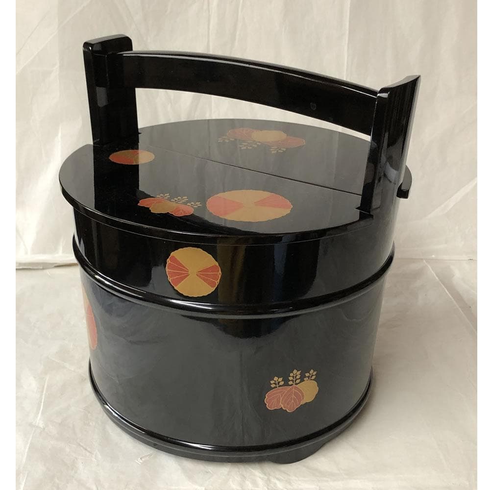 F1035 高台寺蒔絵 手桶水指 蒔絵師 春斎 共箱 木製 水指 茶道具