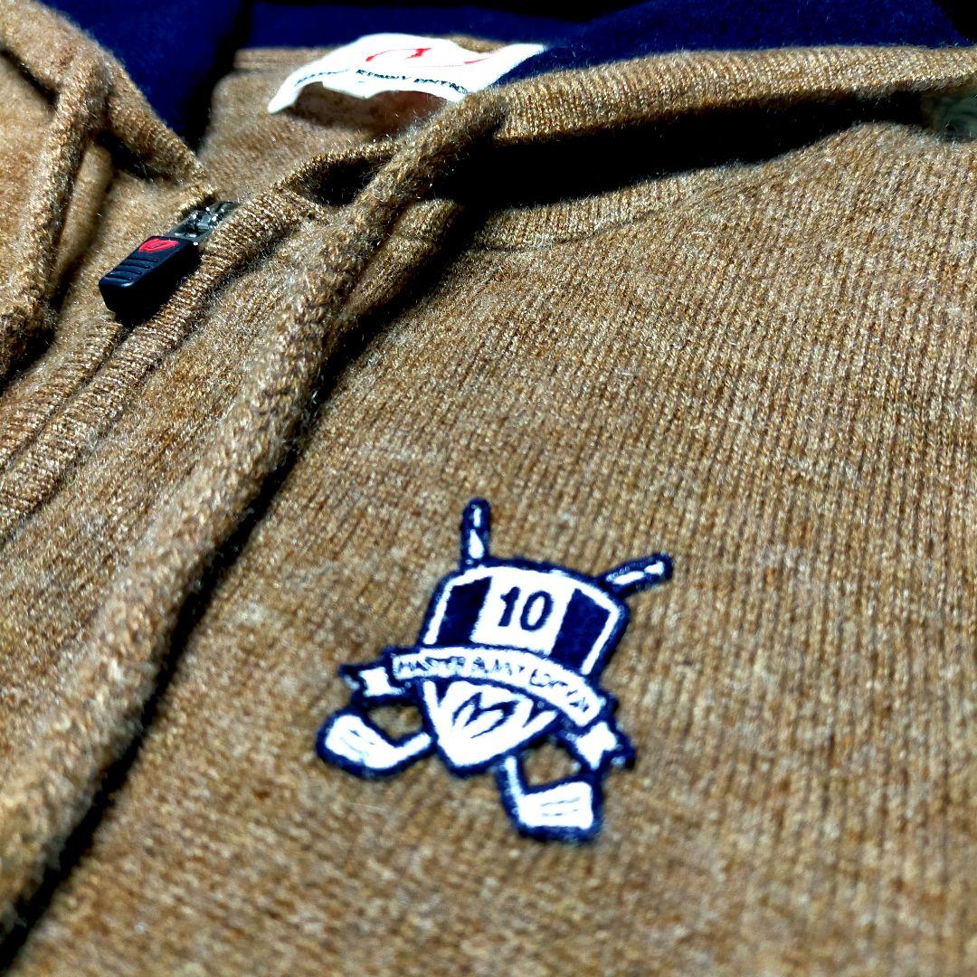 マスターバニー＊カシミヤ100%＊ブラウン×紺の可愛いニットパーカージップアップ