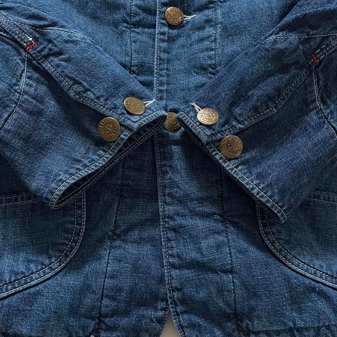 雰囲気良◆BLUEBLUE デニムカバーオール コーデュロイ襟 サイズ3 HRM