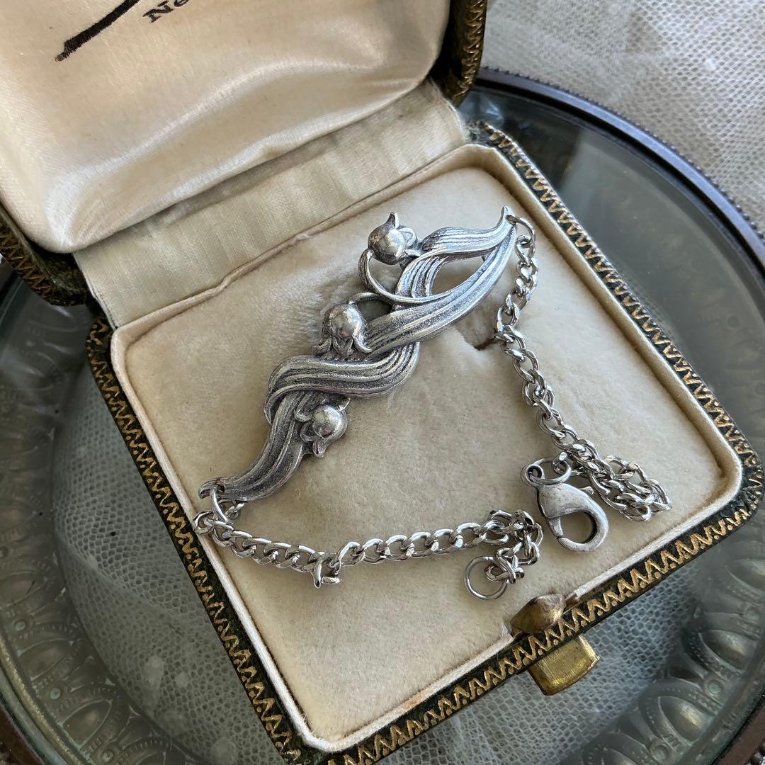 フランスアンティーク　すずらん　ブレスレット　鈴蘭　ビンテージ　シルバープレート