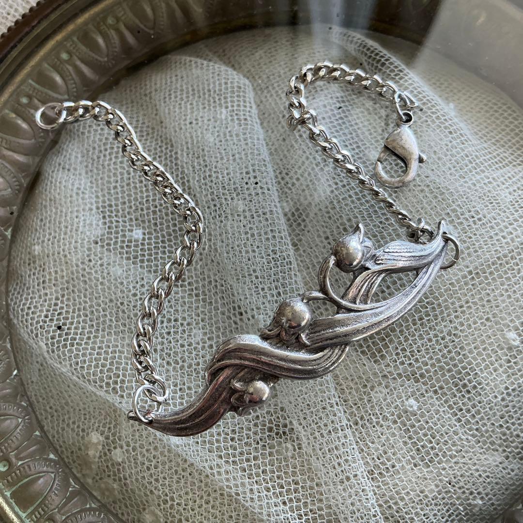 フランスアンティーク　すずらん　ブレスレット　鈴蘭　ビンテージ　シルバープレート