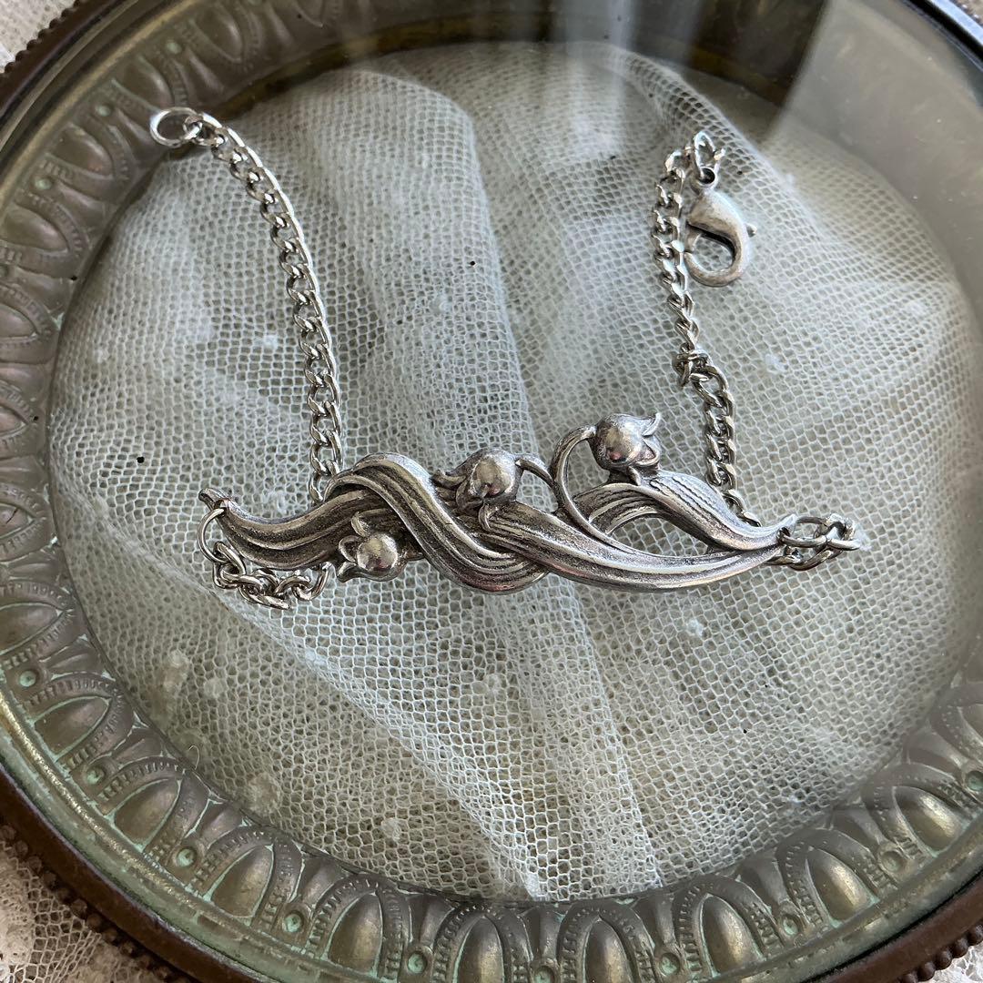 フランスアンティーク　すずらん　ブレスレット　鈴蘭　ビンテージ　シルバープレート