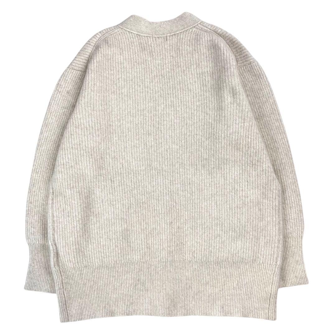 美品 ロペ フォックスウール片畦パールボタンカーディガン ベージュ 定価2.9万