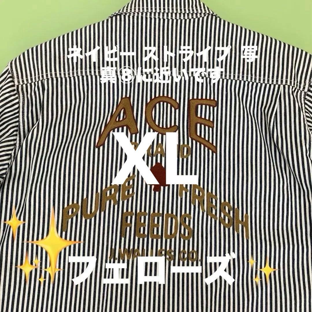 【Pherrow's 】ネイビー ストライプ カバーオール 42（XL）