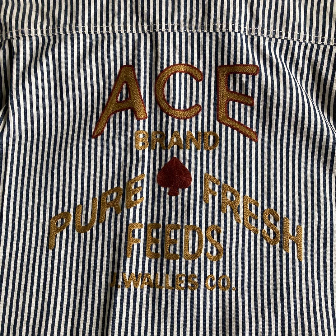 【Pherrow's 】ネイビー ストライプ カバーオール 42（XL）