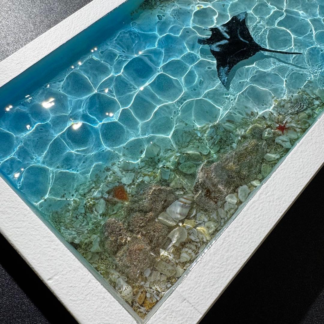 (壁掛け)レジンアート オーシャンアート マンタ 海 アート 波紋