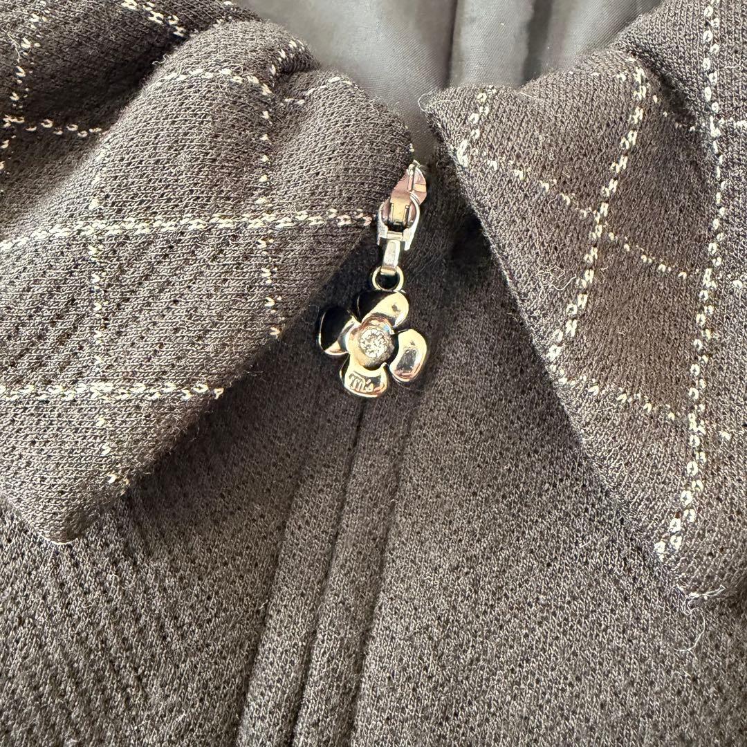 エムズグレイシー ワンピース　チェック　ベルト　襟あり　カメリア　大きい