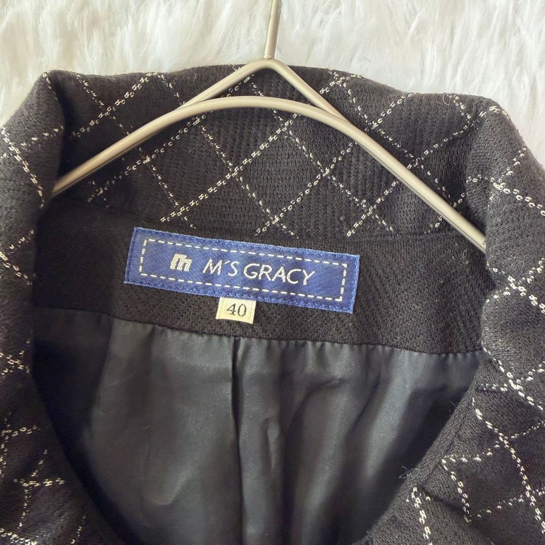 エムズグレイシー ワンピース　チェック　ベルト　襟あり　カメリア　大きい